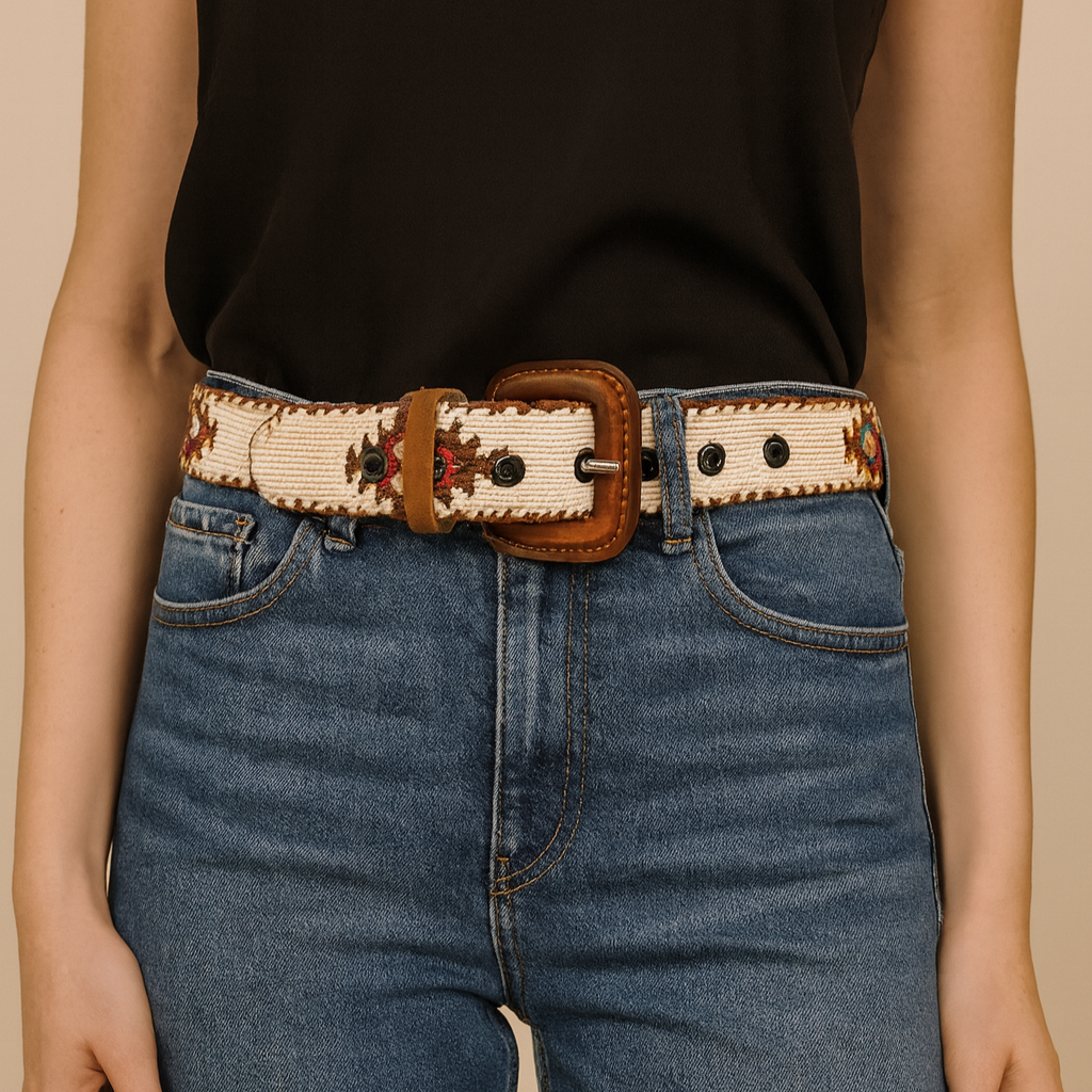 Guatemalan Beige Belt Silk Embroidery