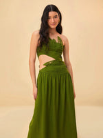 Load image into Gallery viewer, Green Leaves Cut Out Midi Dress
