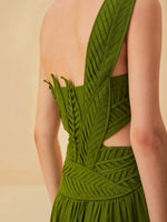 Load image into Gallery viewer, Green Leaves Cut Out Midi Dress
