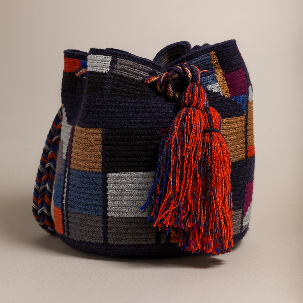 Handmade Small Crossbody Wayuu Crab Blue