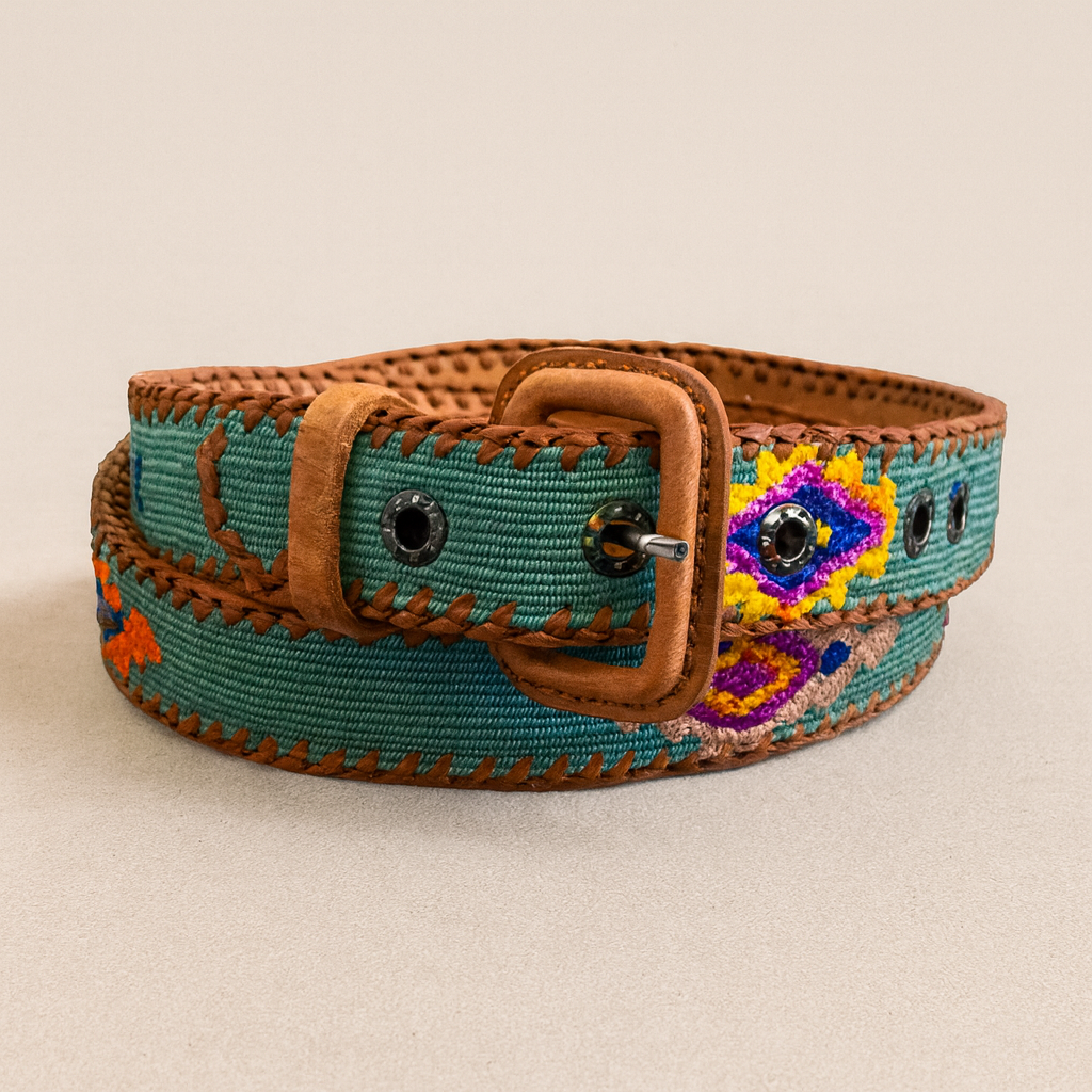Guatemalan Mint Belt Silk Embroidery