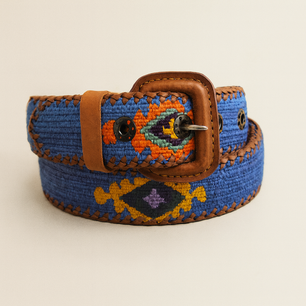 Guatemalan Blue Belt Silk Embroidery