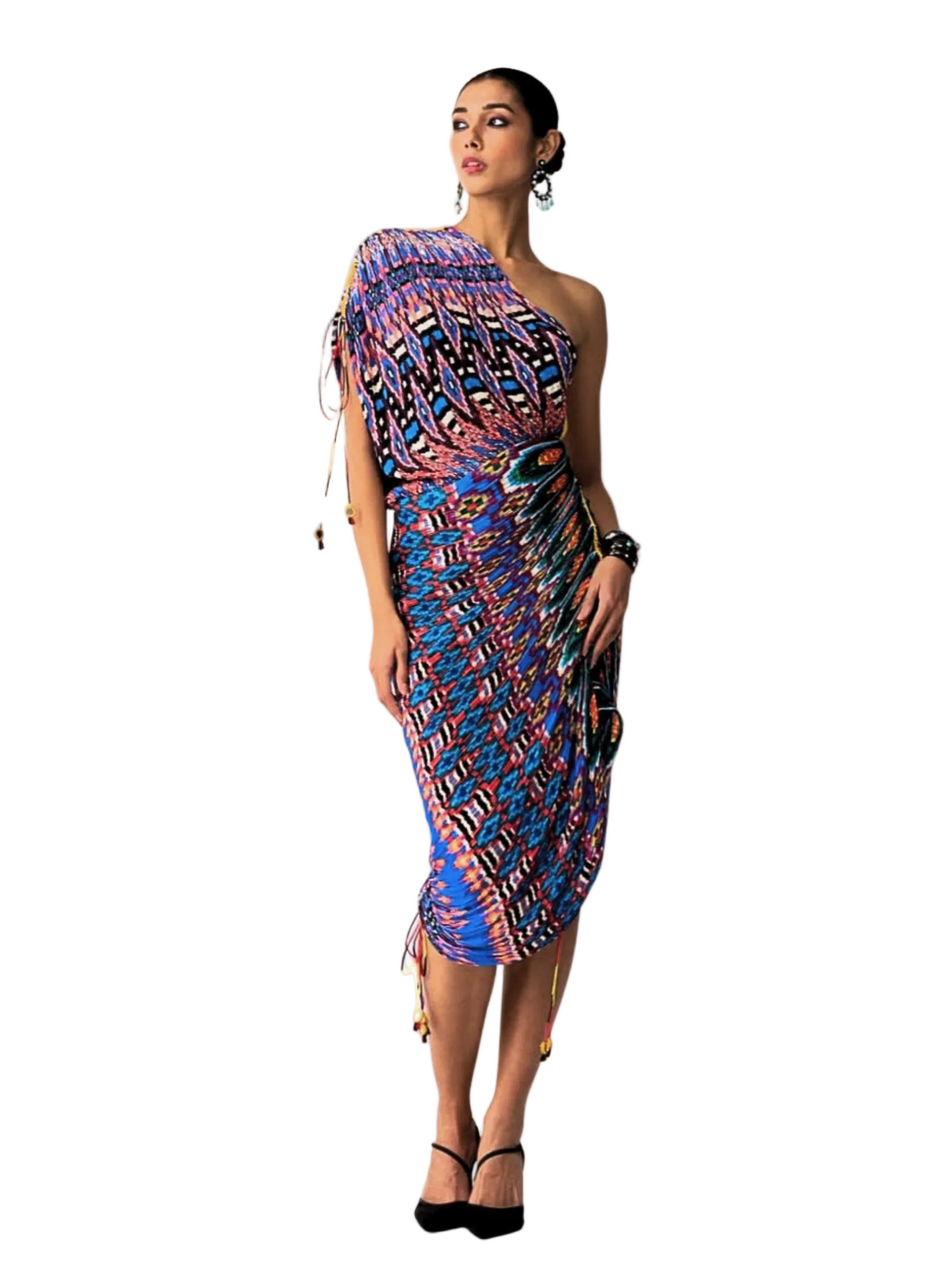 colorful one-shoulder dress