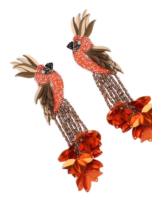 earrings with hand-beaded sequins and gold-plated posts