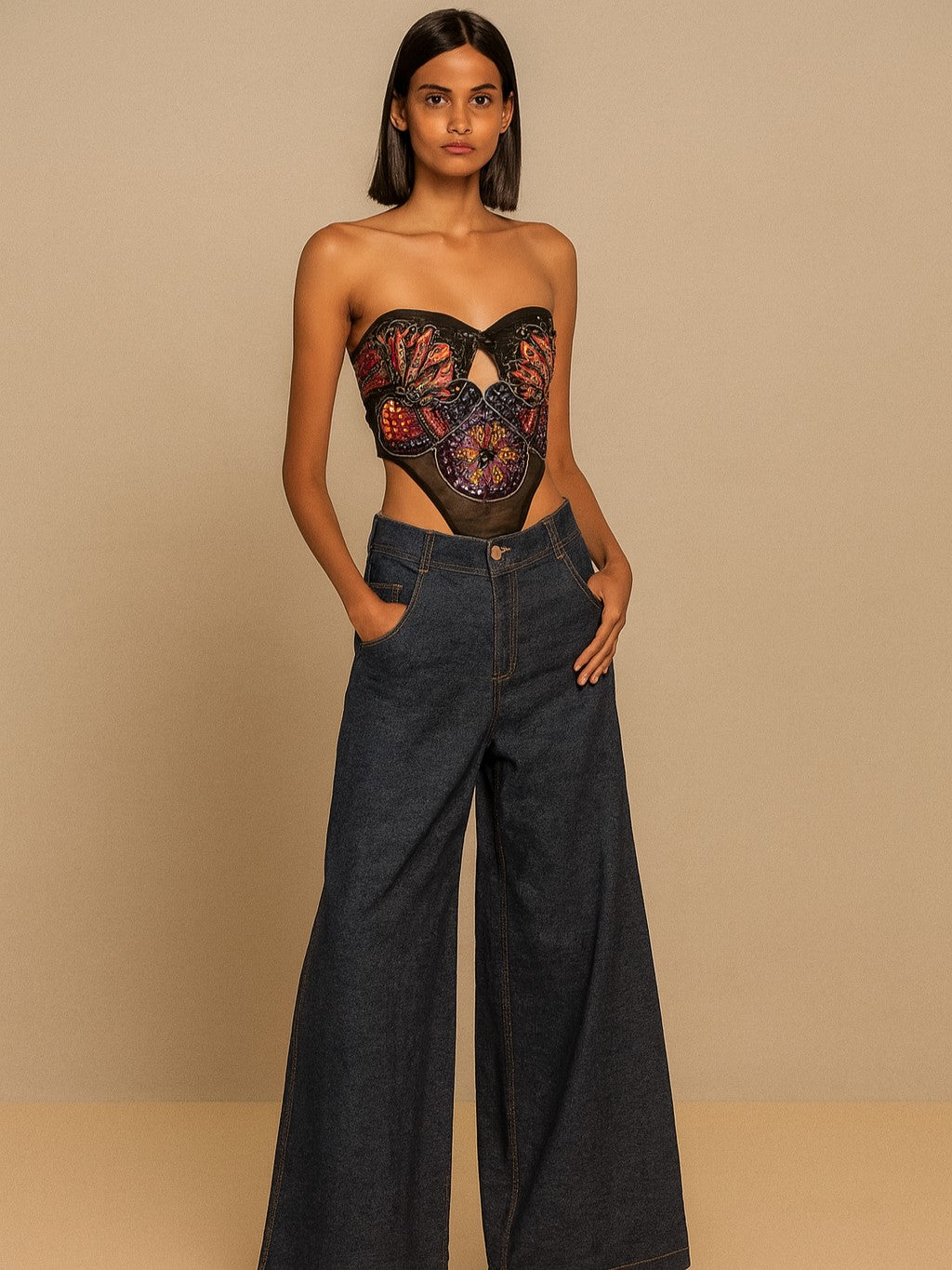 Hand-Embroidered Bodysuit