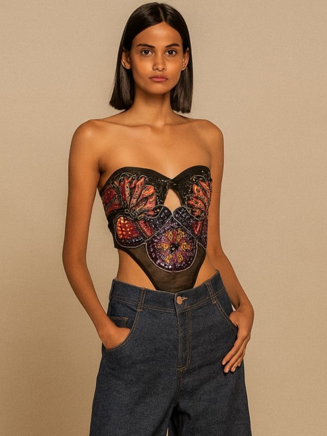 Hand-Embroidered Bodysuit