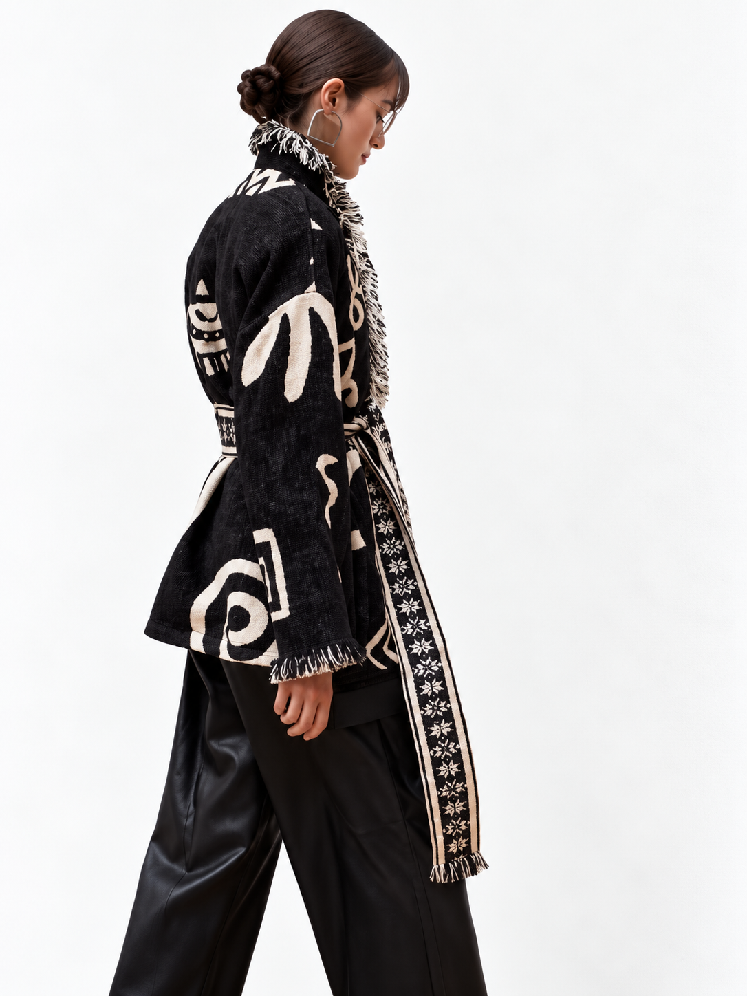 Jacquard Belted Jacket Soft Eclipse Black