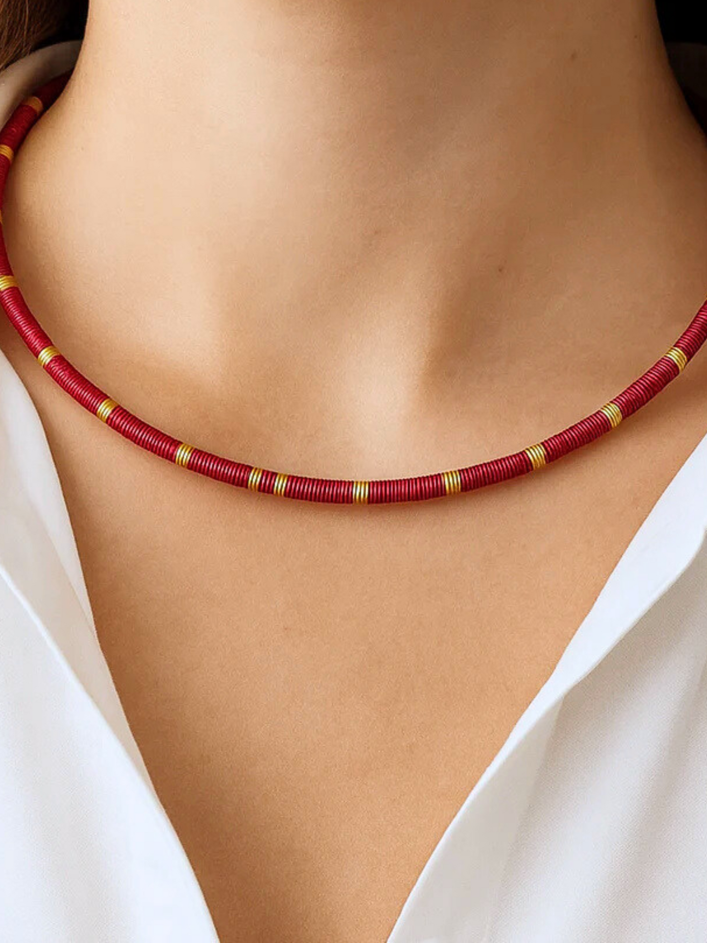 Choker 24k gold-plated bronze, Werregue palm