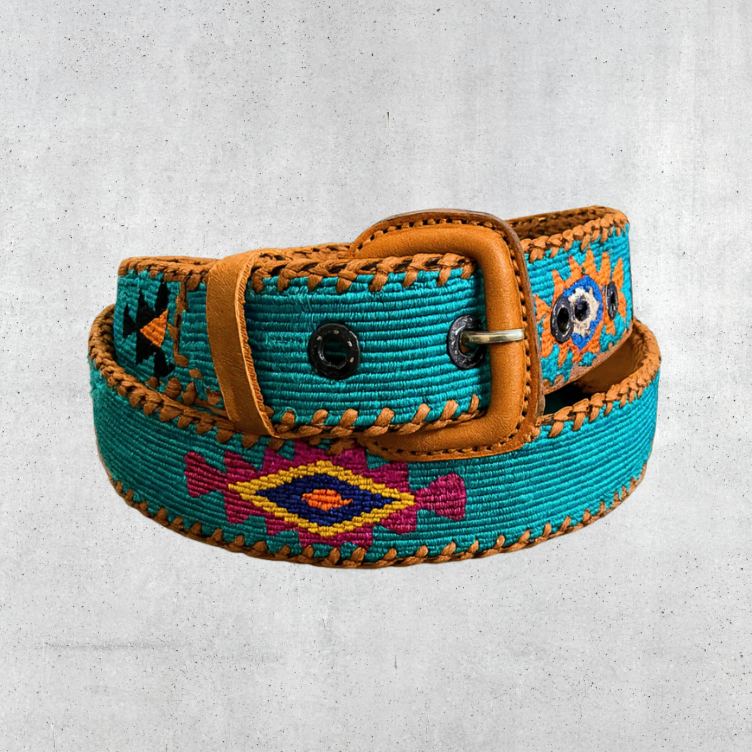 Guatemalan Turquoise Belt Silk Embroidery