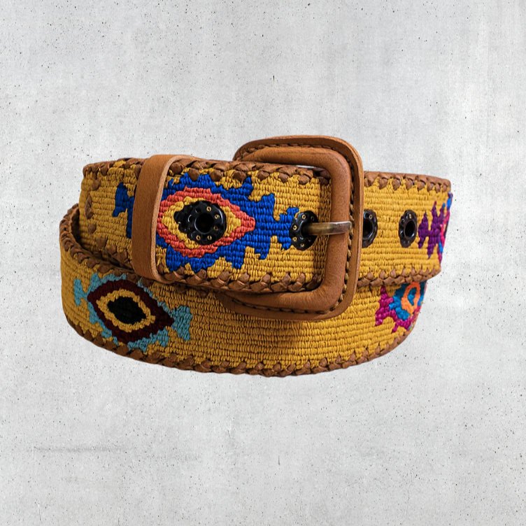 Guatemalan Mustard Belt Silk Embroidery