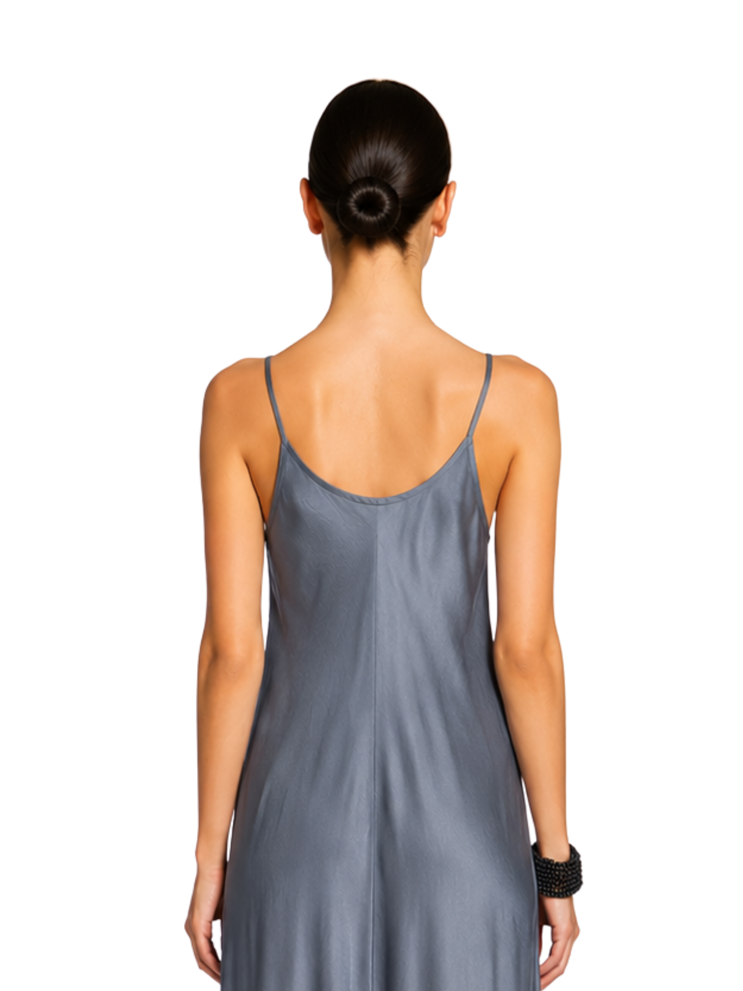 long grey silk dress