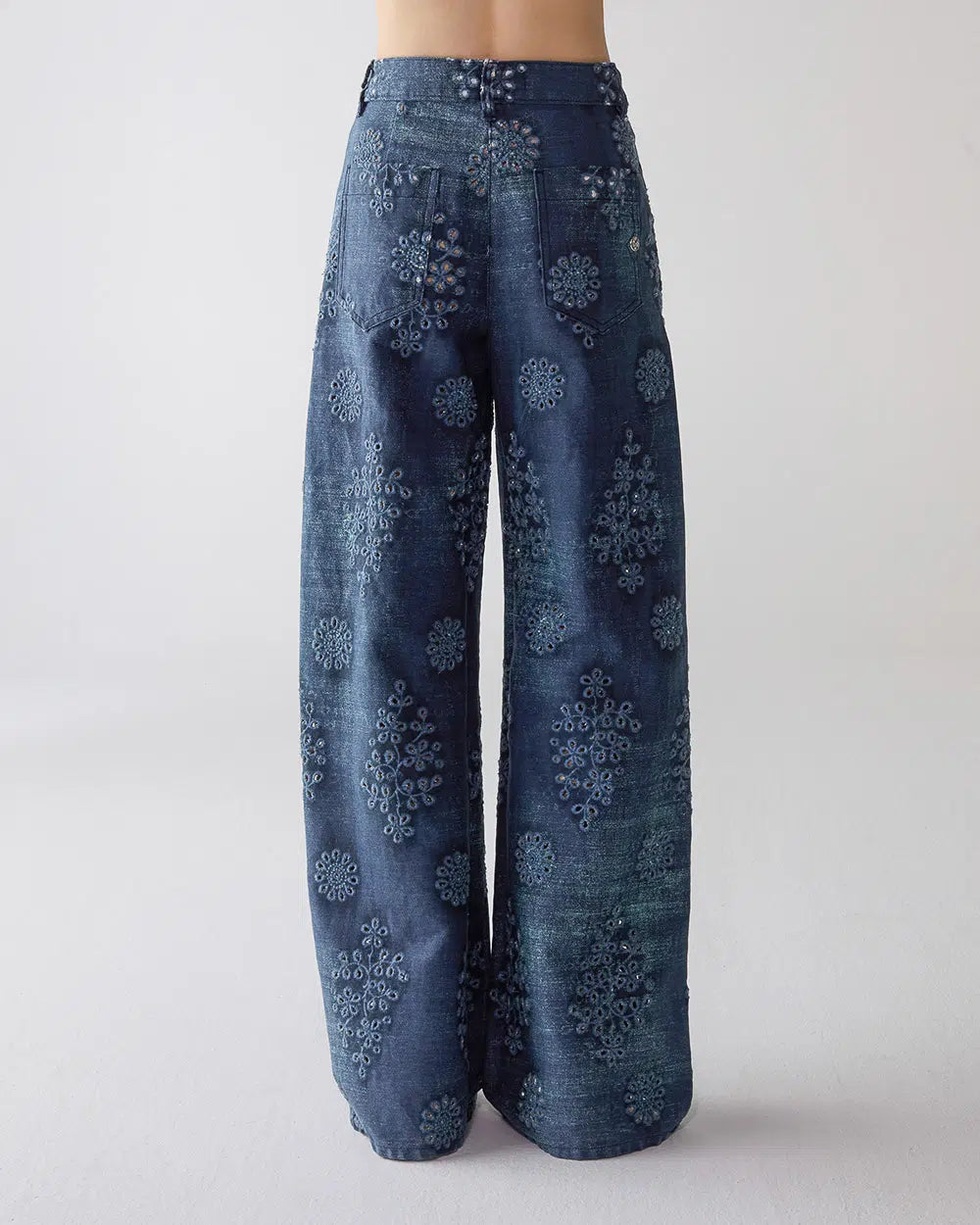 San Gallo Eyelet Denim Pants