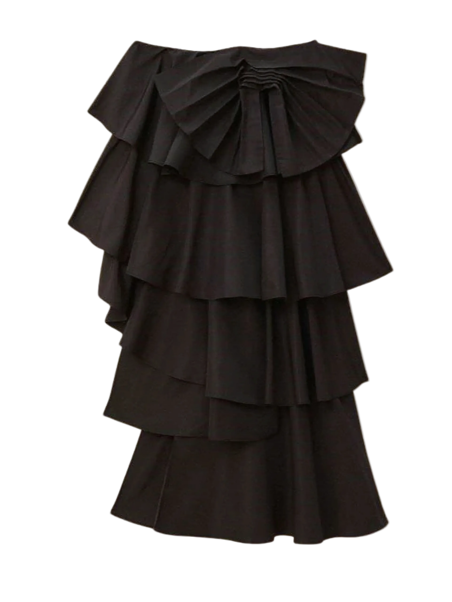 Black Layered Maxi Skirt With Ribbon By Farm Rio