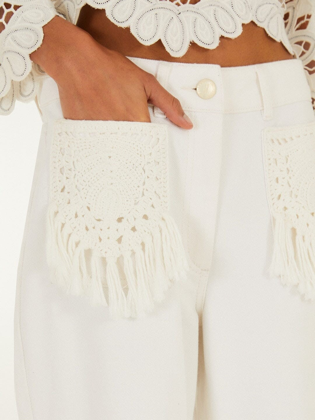 pants with Fringe Pocket details