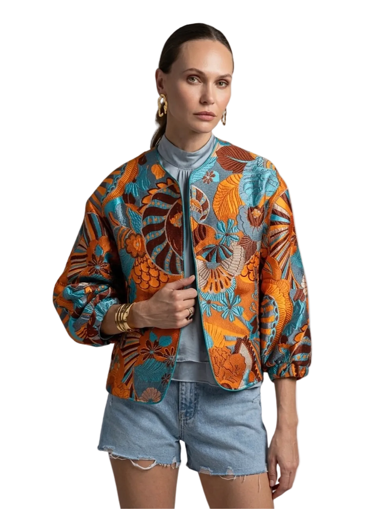 colorful patterned jacket