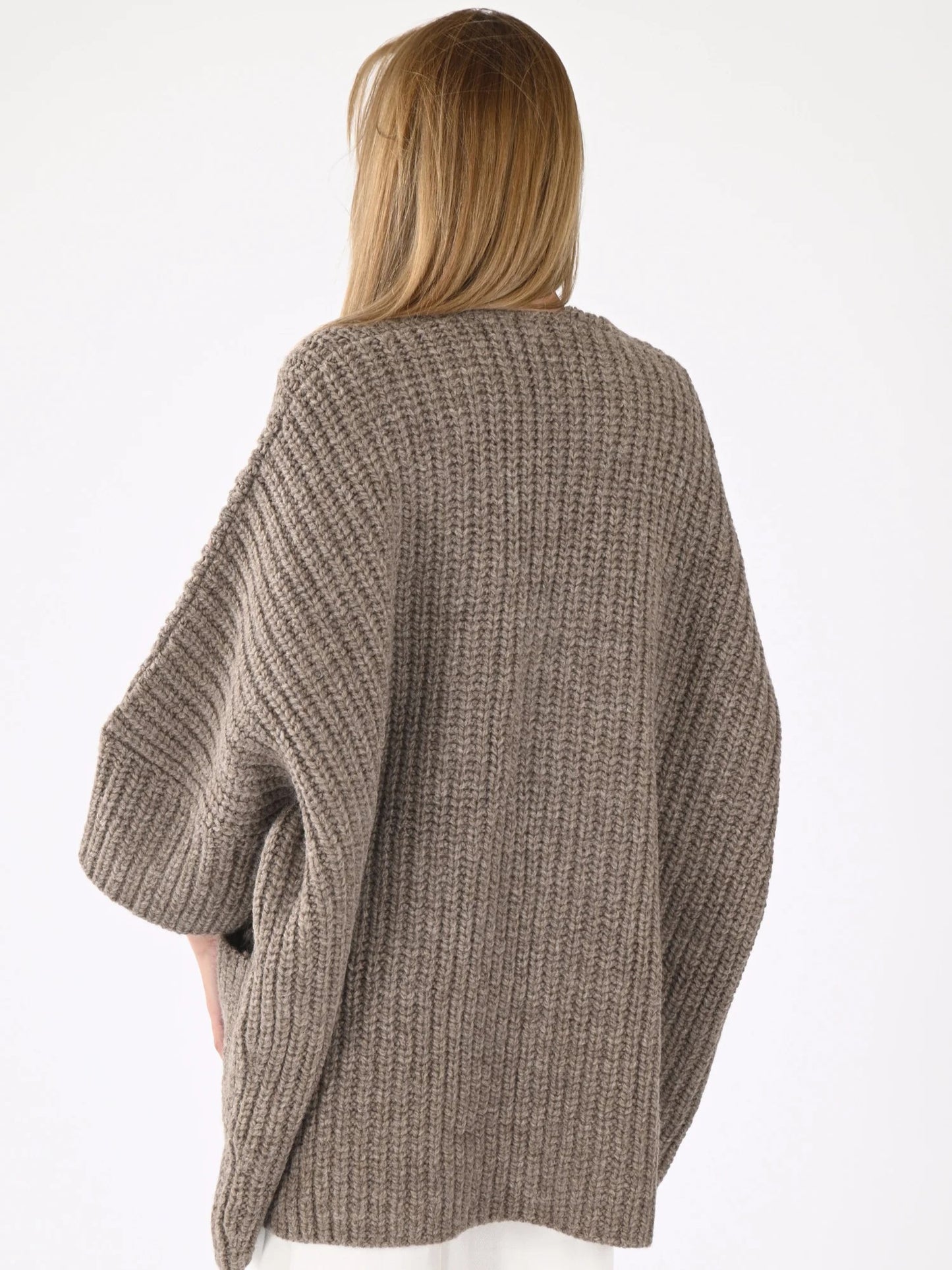 Oversized Knit Coat Taupe