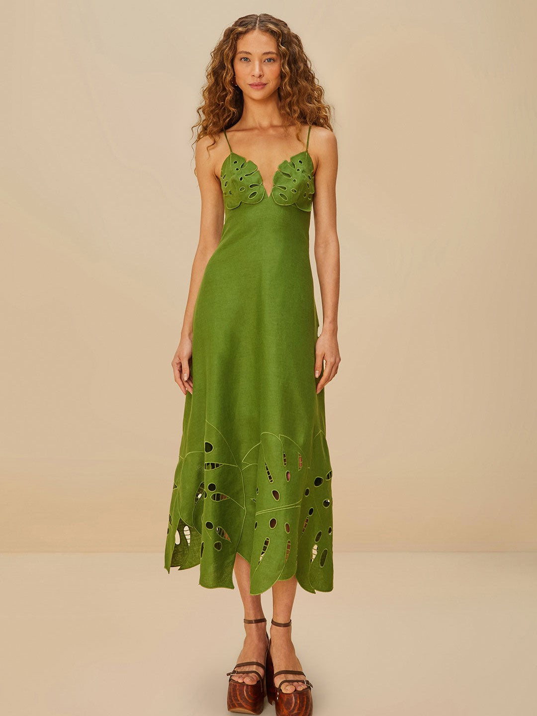 Green Monstera Midi Dress