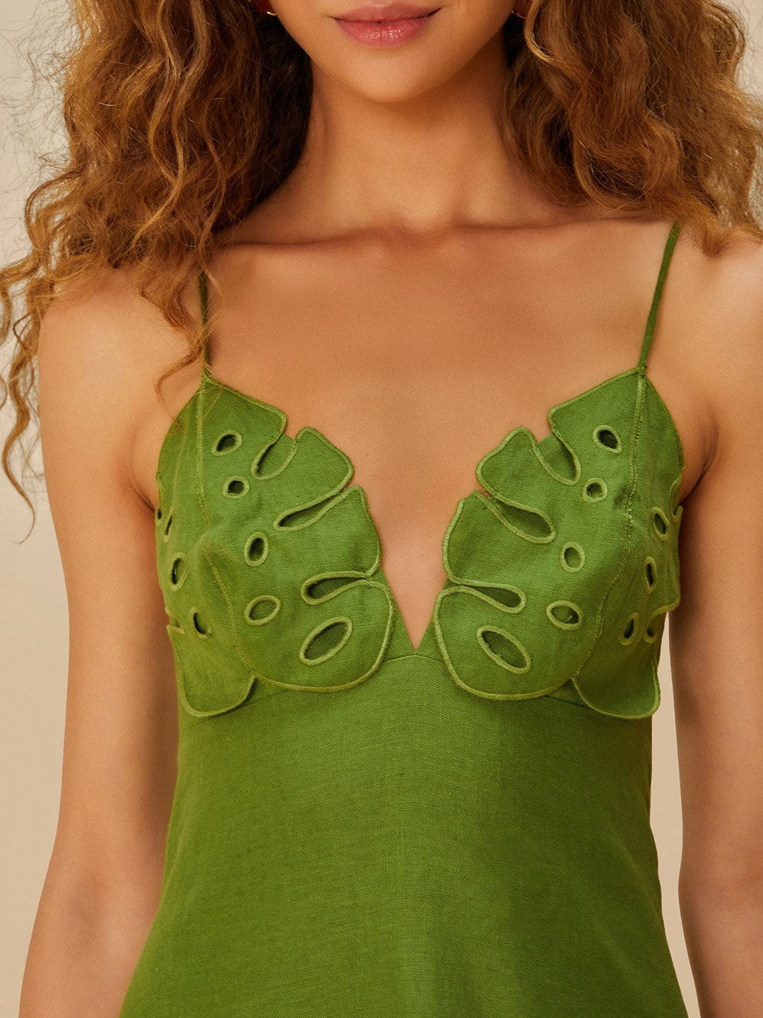Green Monstera Midi Dress