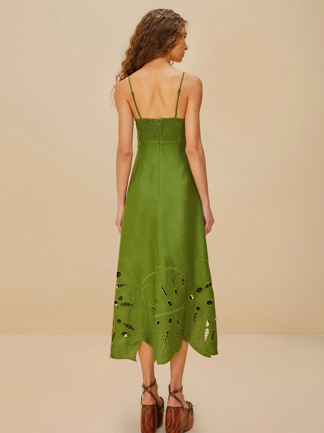 Green Monstera Midi Dress