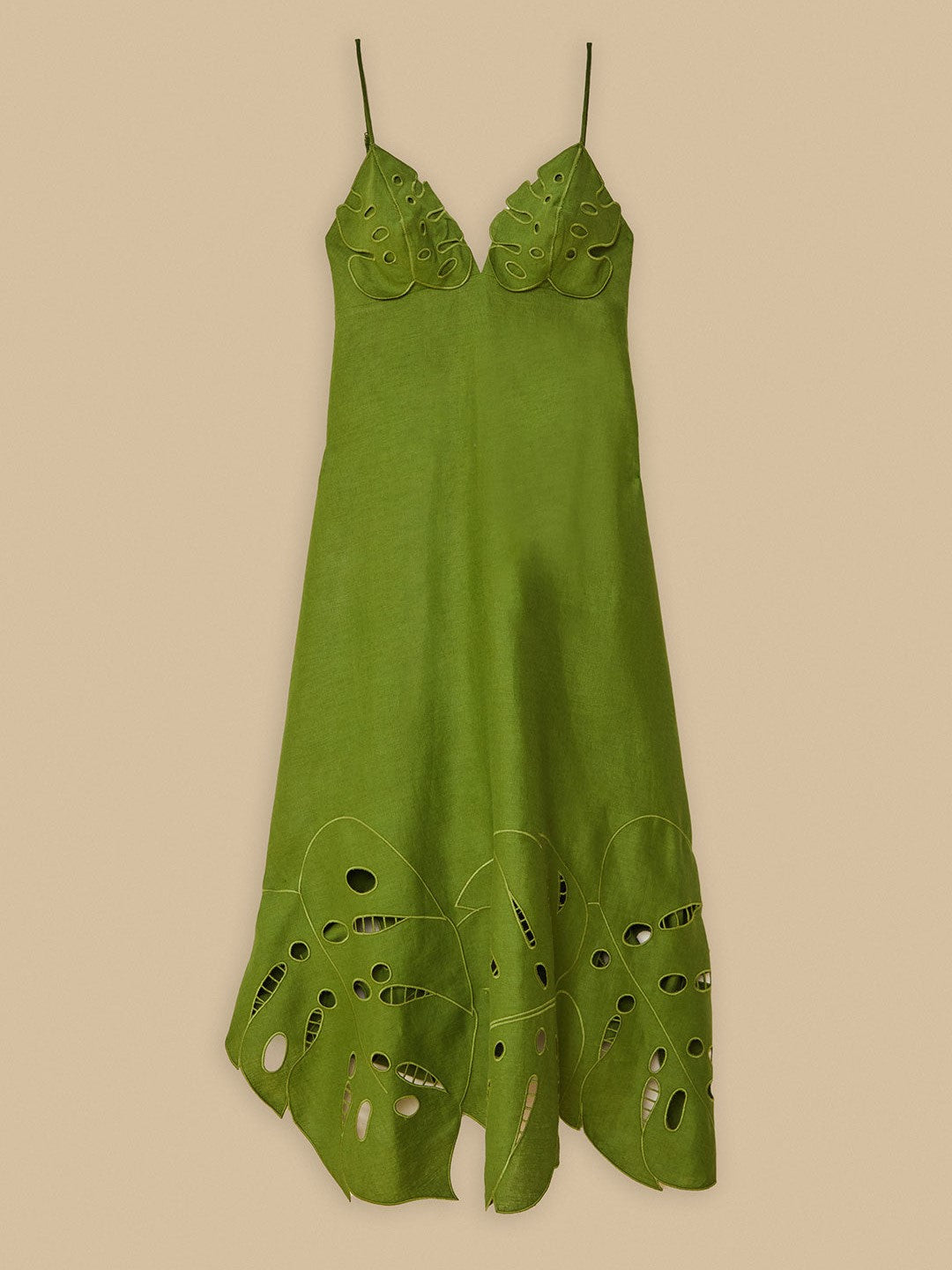 Green Monstera Midi Dress
