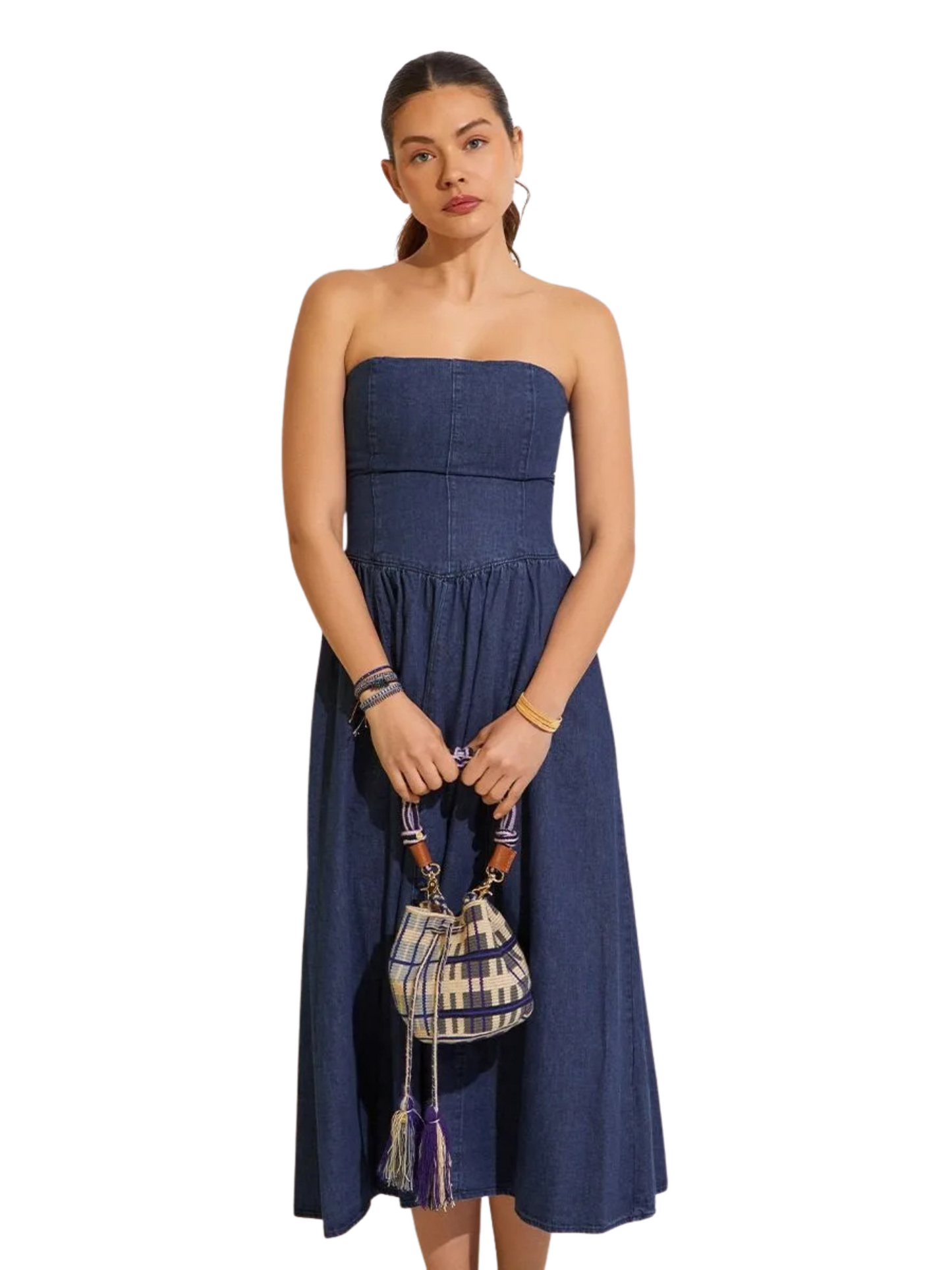 hand woven wayuu handbag blue lilac pattern