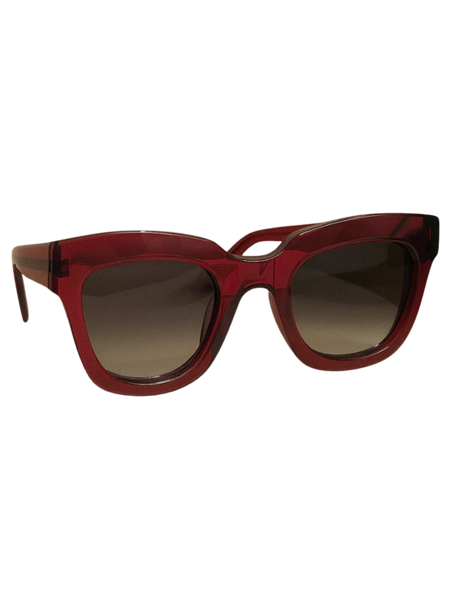 Red sunglasses with gradient lenses