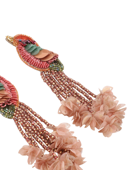 Colorful beaded parrot earrings