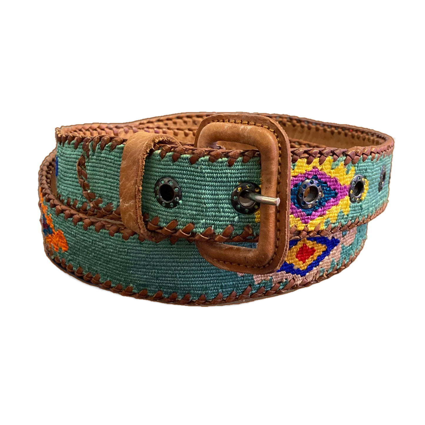 Guatemalan Mint Belt Silk Embroidery