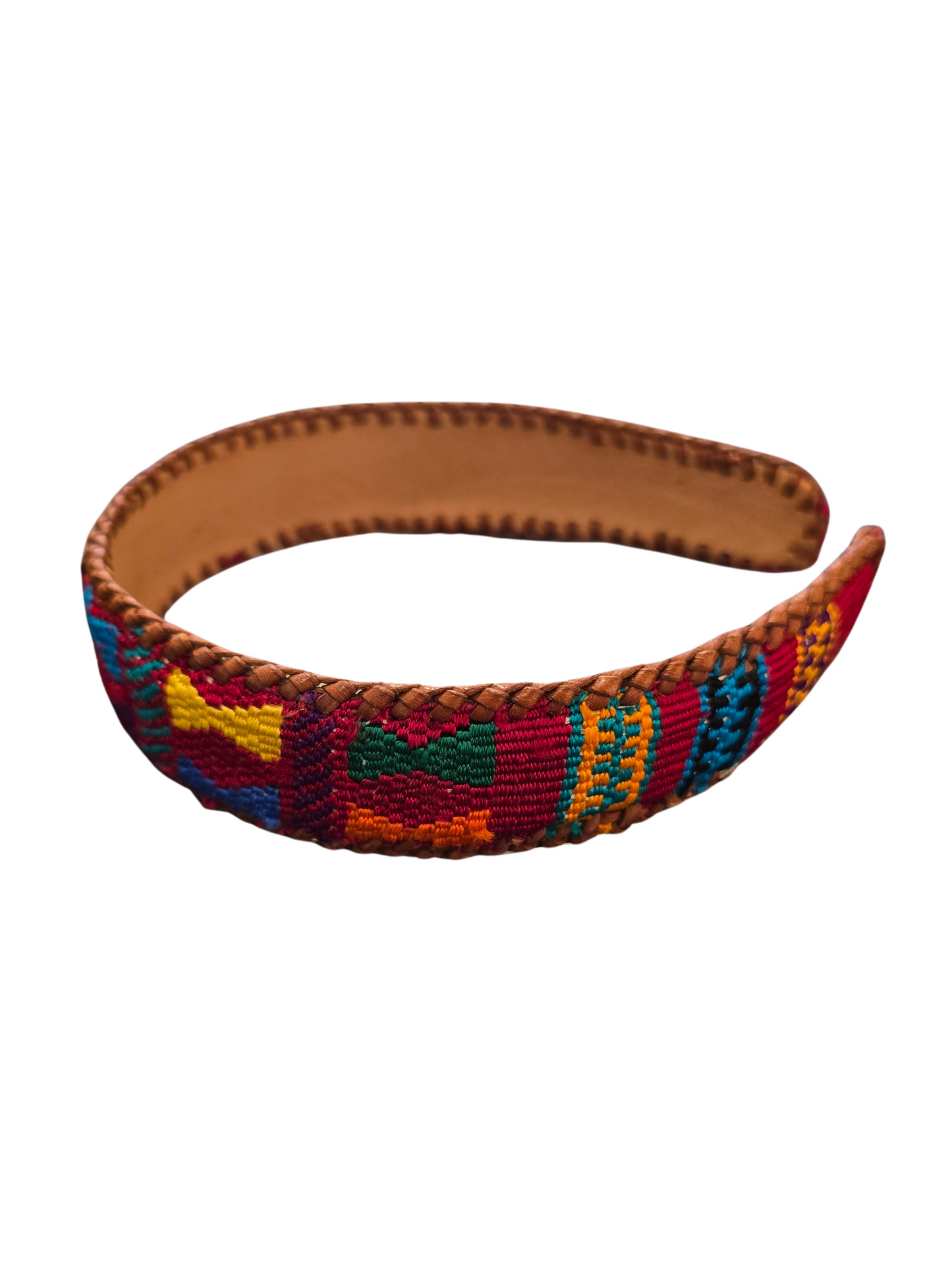 Colorful woven leather headband