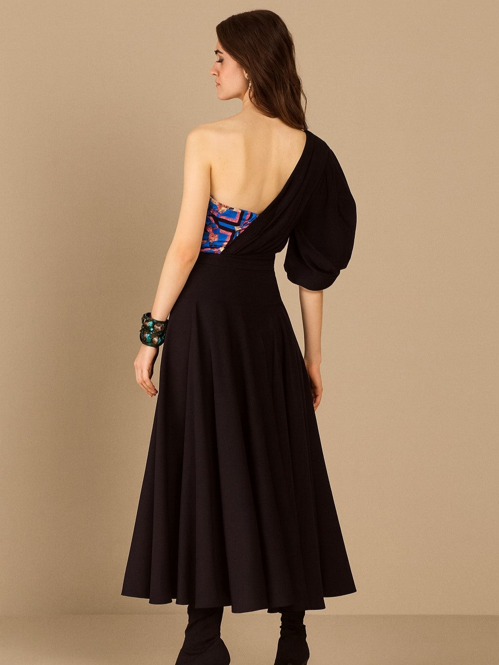 One-Shoulder Balloon Sleeve Bustier Top