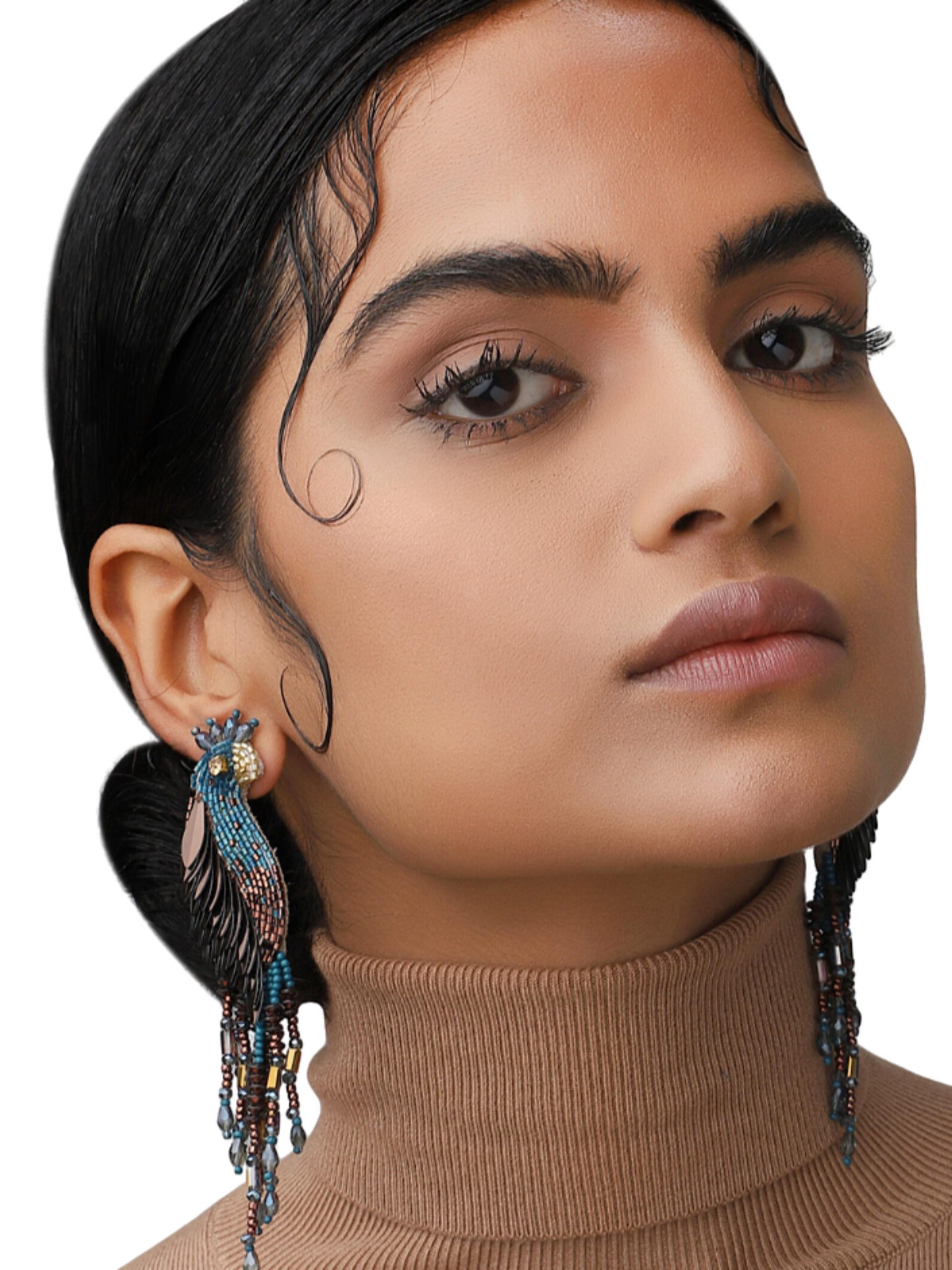 Peacock Earrings handcrafted with beads and sequins