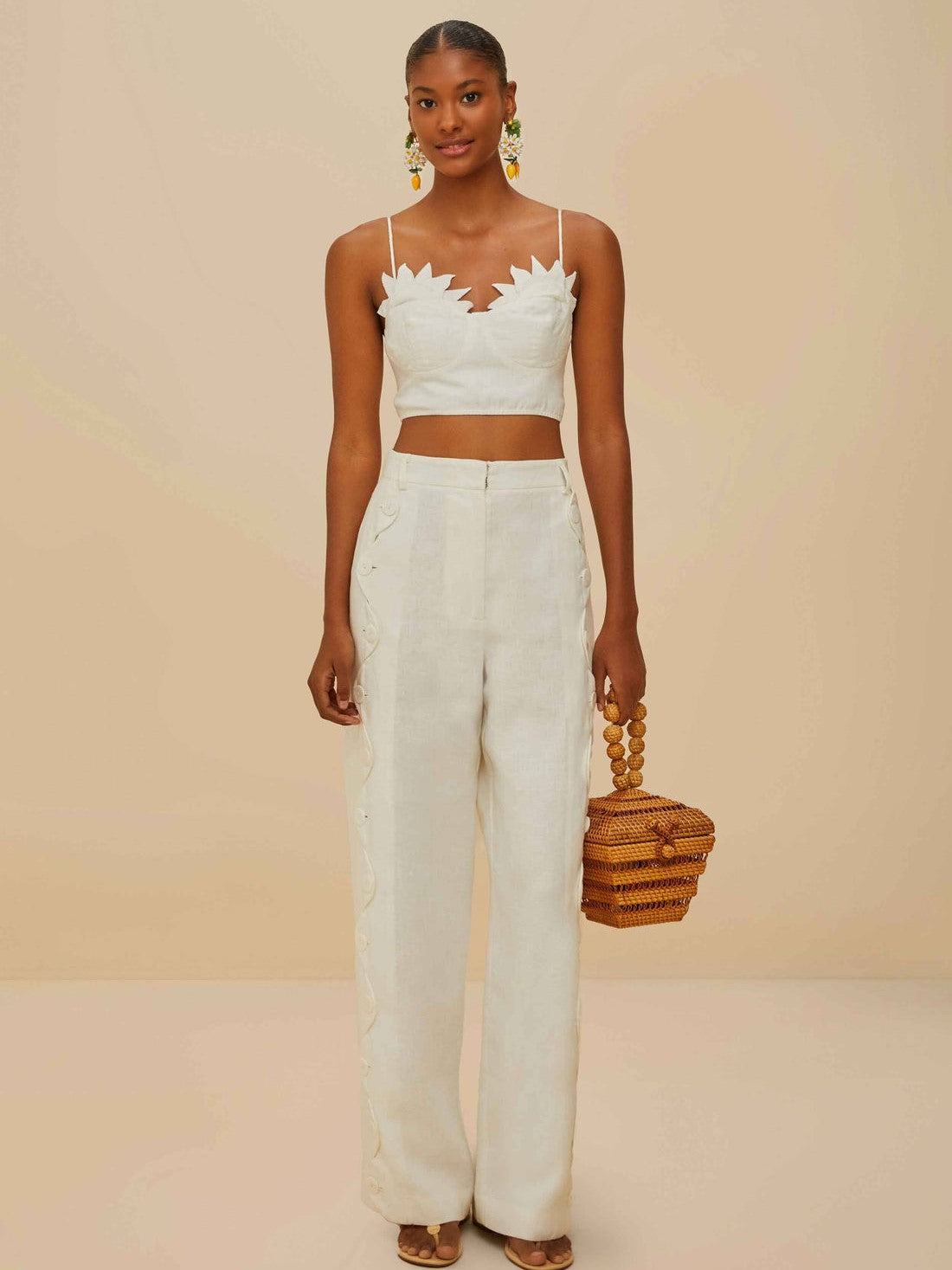High Waisted Wavy Buttoning Pants