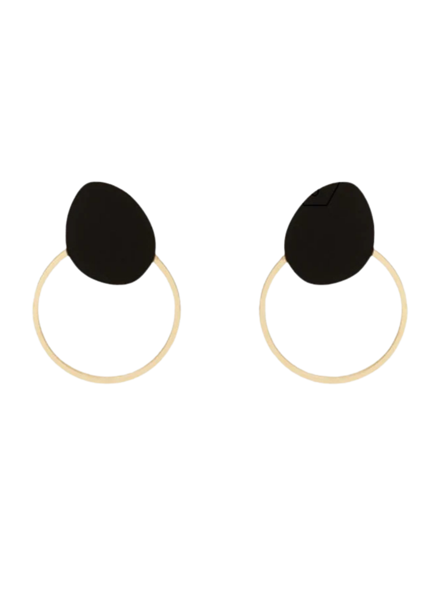 Pair of earrings with black oval plexi