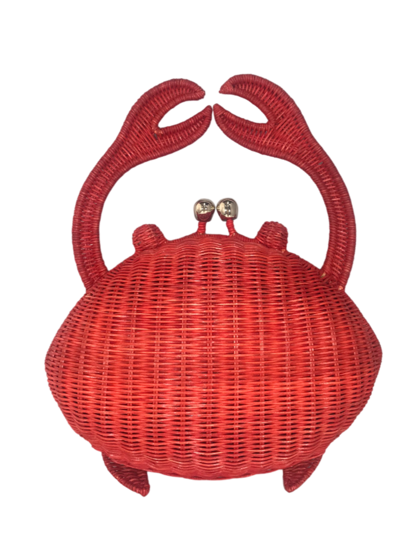 Red woven crab-shaped handbag