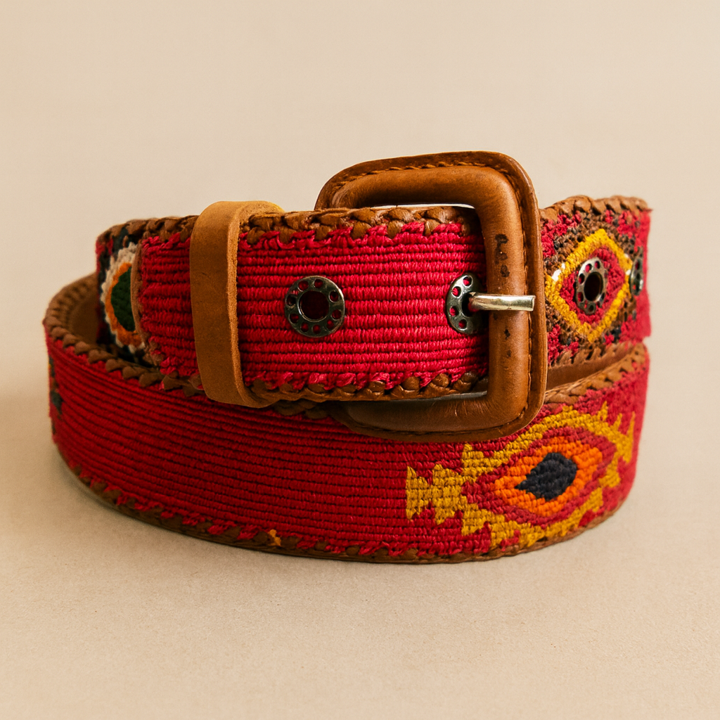 Guatemalan Red Belt Silk Embroidery