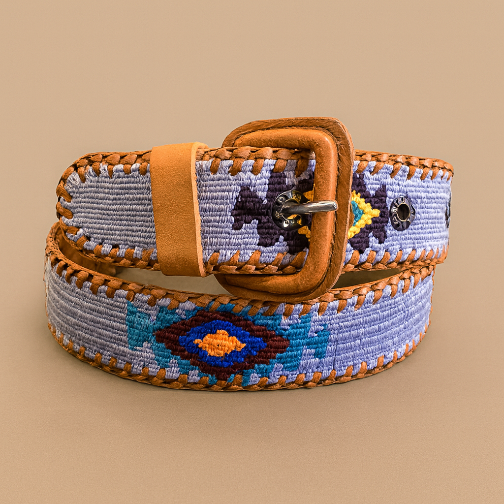 Guatemalan Light Blue Belt Silk Embroidery