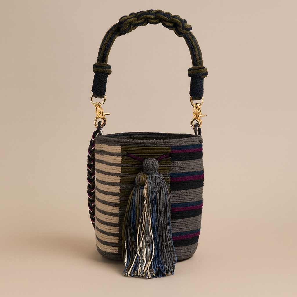 Handmade Small Crossbody Wayuu Bag Cuttlefish