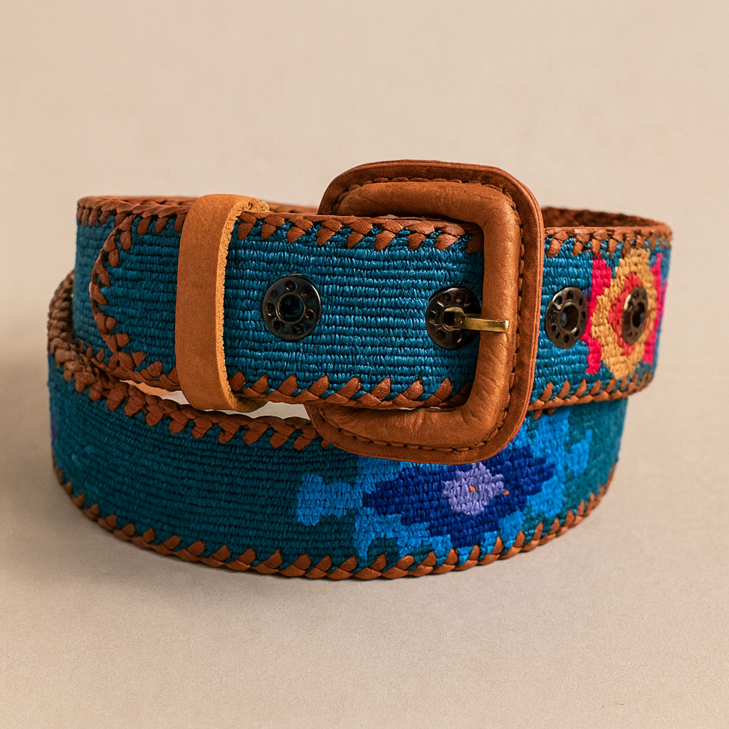 Guatemalan Turkey Green Belt Silk Embroidery