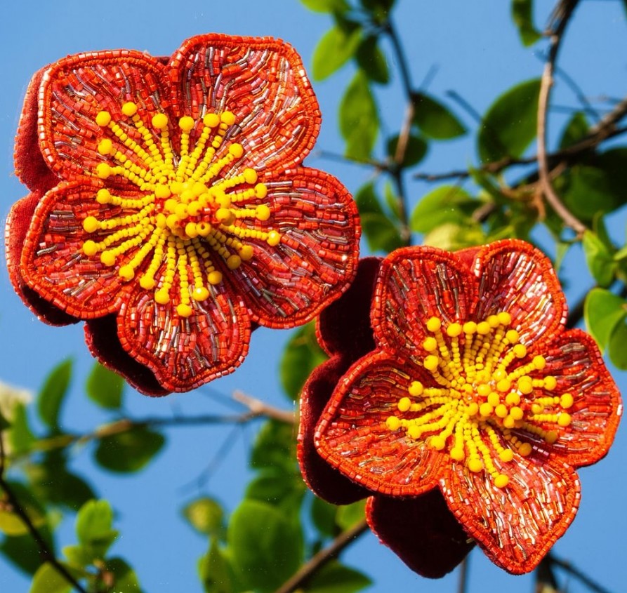 Hibiscus Earrings Pink
