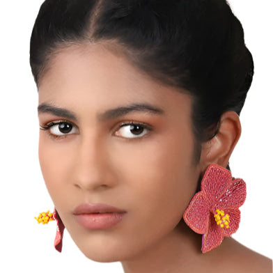 Hibiscus Earrings Pink