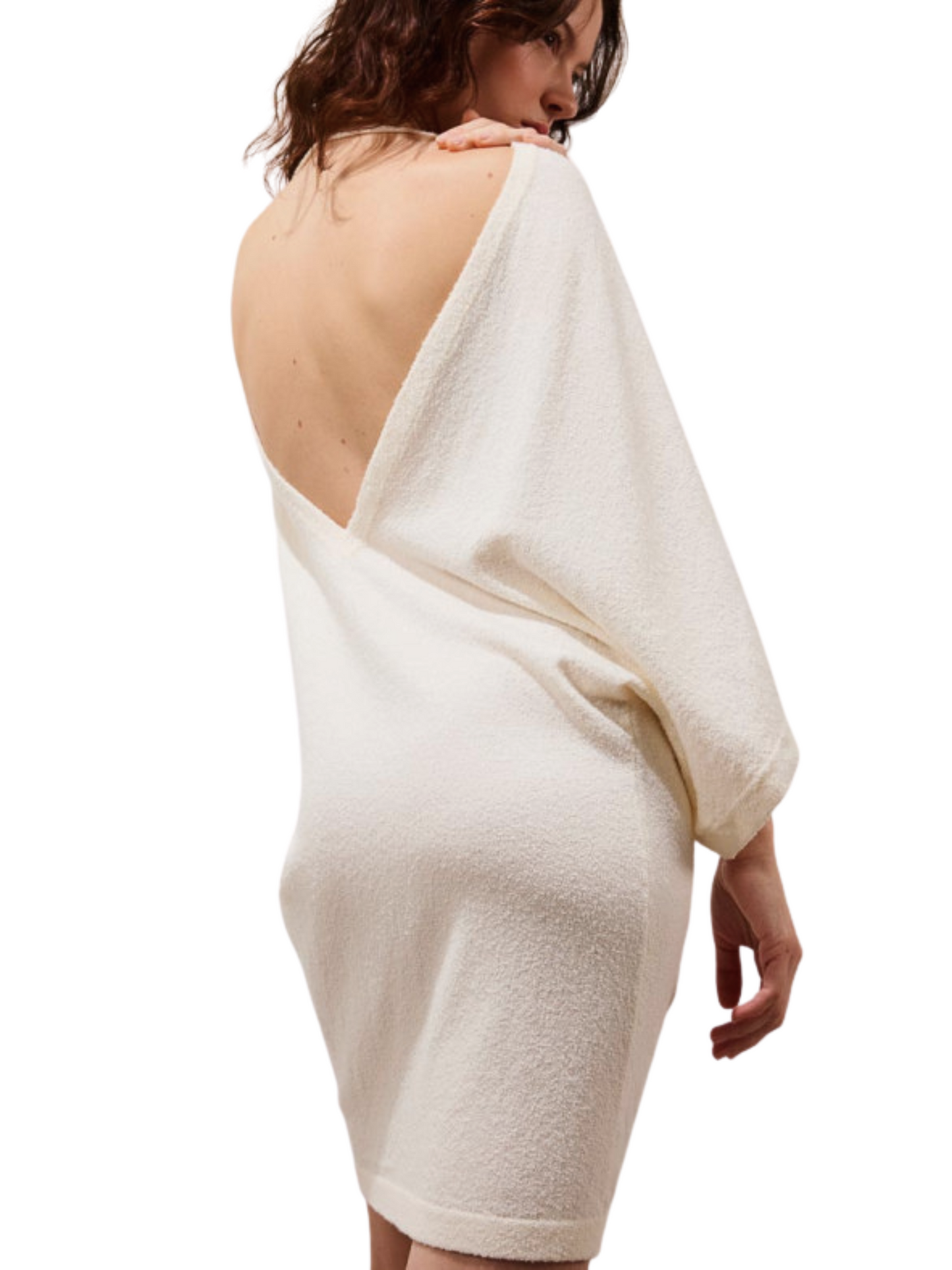 short off white dress open back