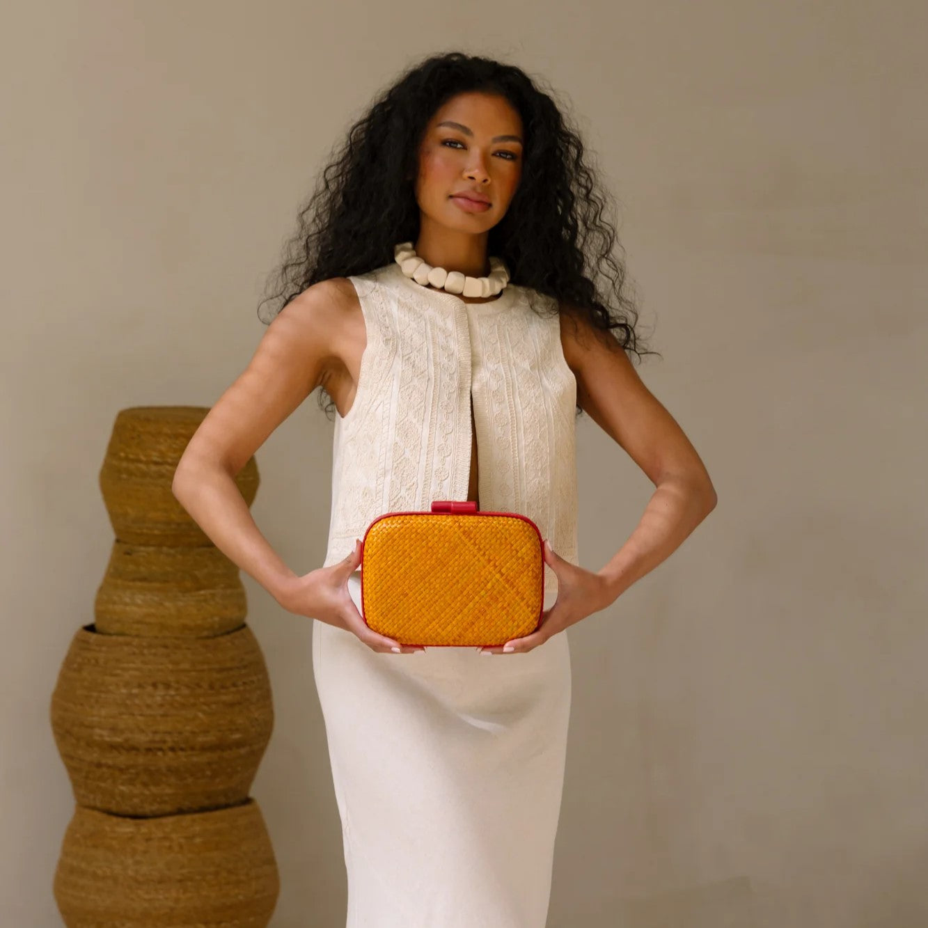 Mira Orange Clutch
