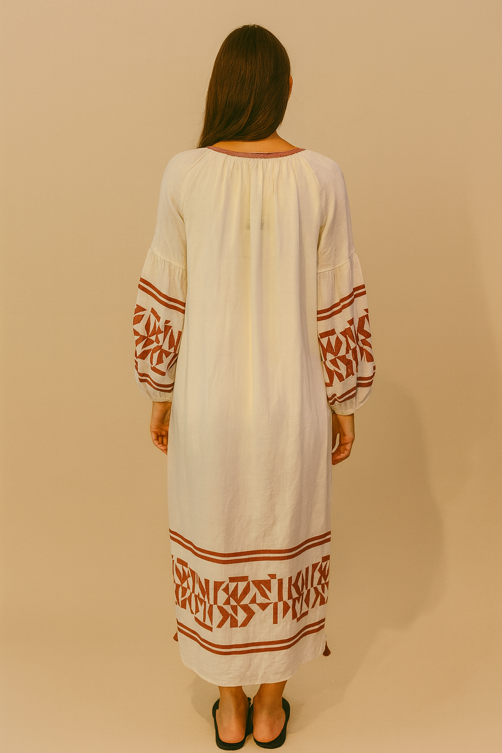 Benaras Dress White Brown