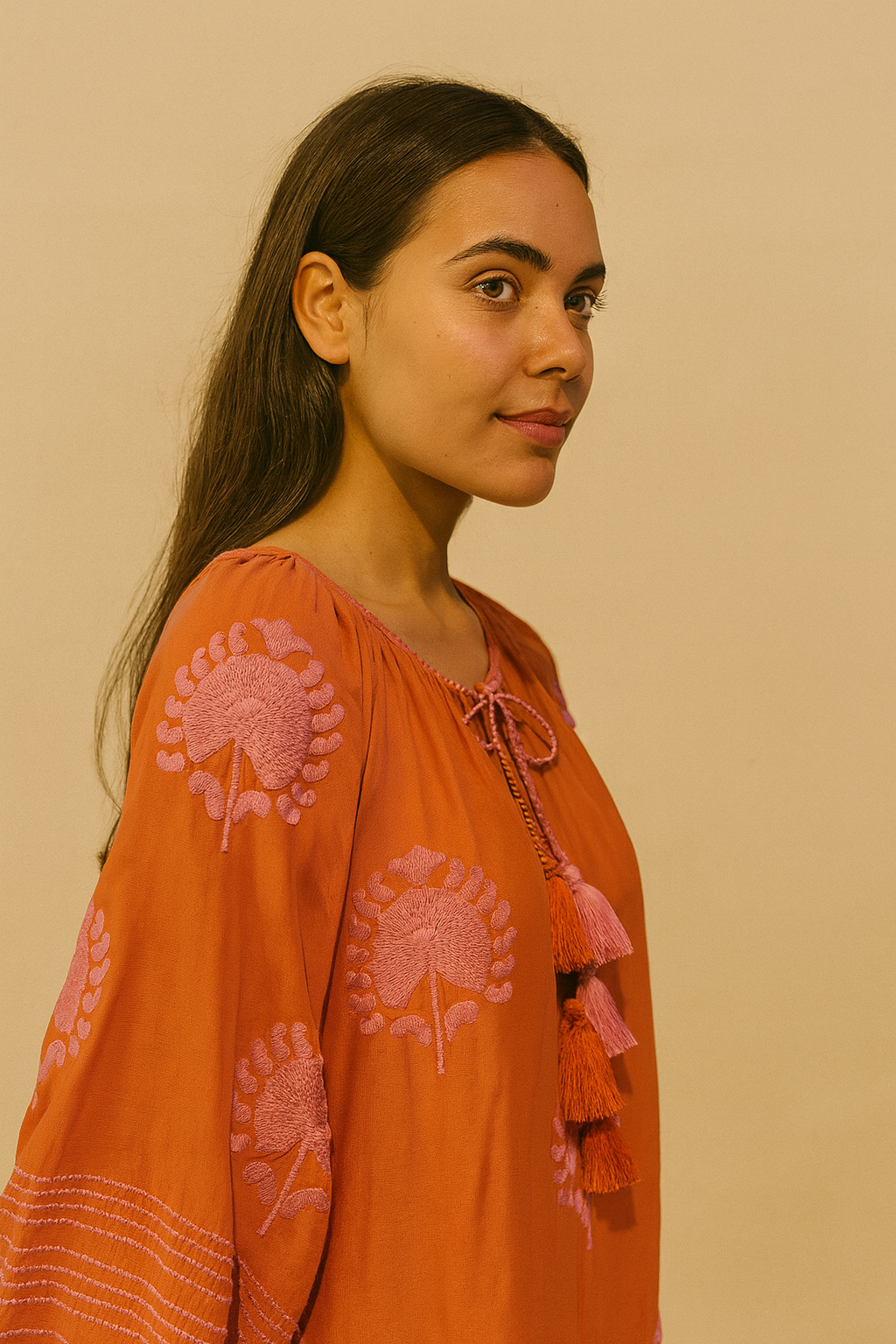 Benaras Dress Orange Pink