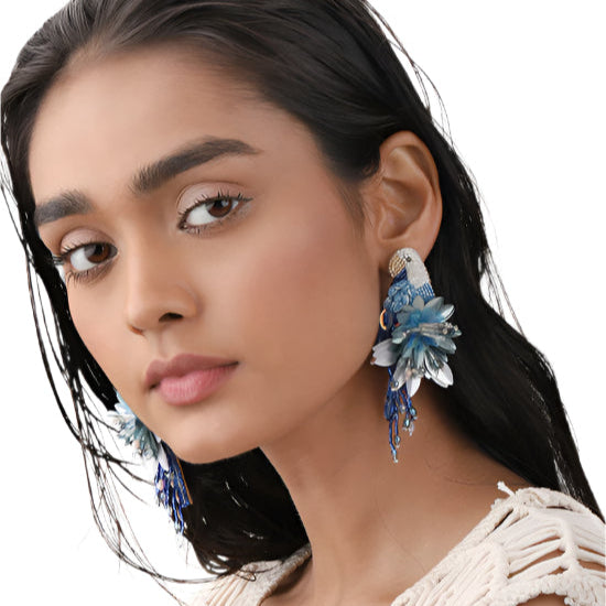 Parrot Earrings Denim