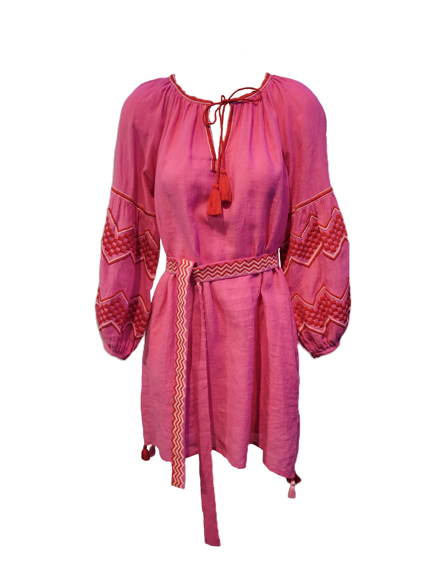 Benaras Short Dress Fucshia Red Pink