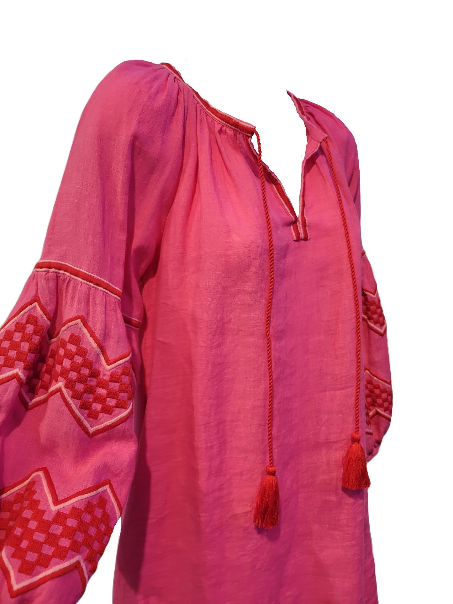 Benaras Short Dress Fucshia Red Pink
