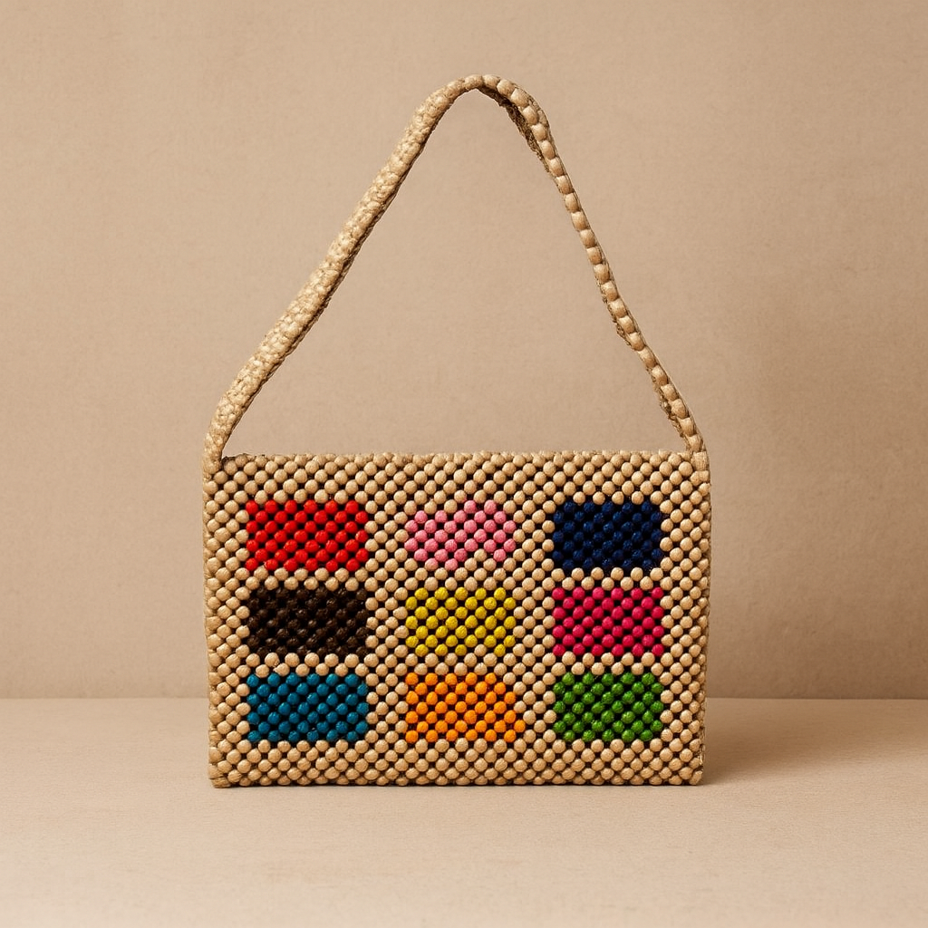 Wood Beads Shoulder Bag
