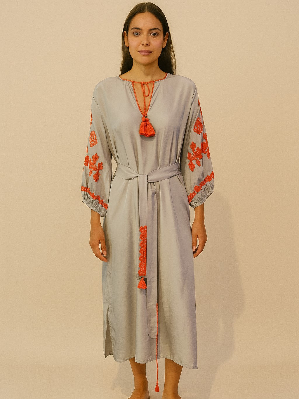 Valentina Silk Dress in Frosted Ice
