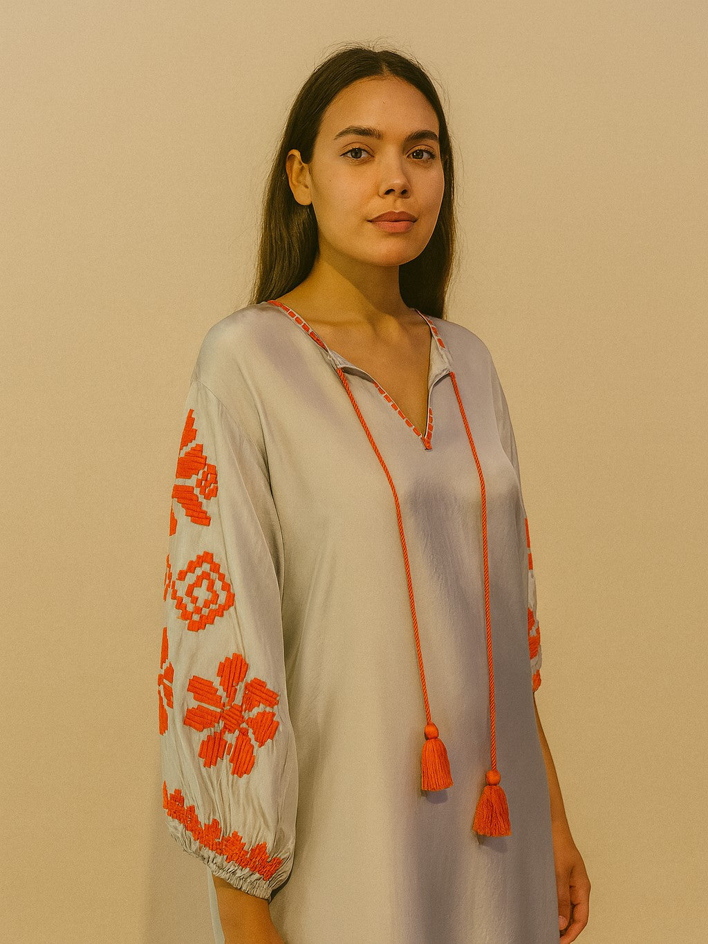 Valentina Silk Dress in Frosted Ice